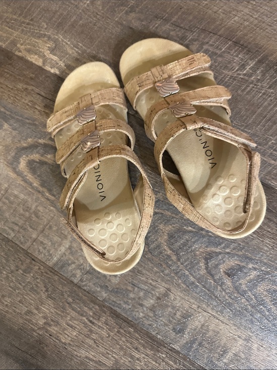 Vionic Shoes - Vionic Women’s Beige Cork-Effect Triple Strap Sandals- Size 8.5 US